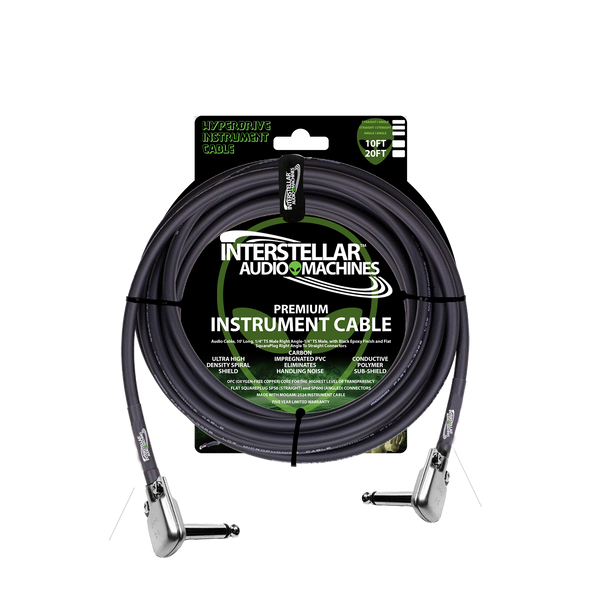 Guitar Cable - Hyperdrive Premium Instrument Cables - 10ft and 20ft / Angle-Straight / Angle-Angle / Straight Straight Connectors