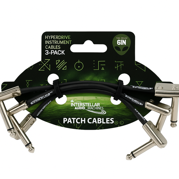 Patch Cables - Hyperdrive Premium Instrument Patch Cables - 6in (3 pack) Angle/Angle Connectors
