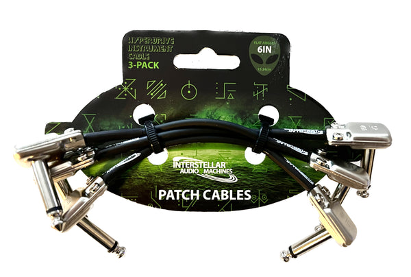 Hyperdrive Premium Instrument Patch Cables - 6in (3 pack) Angle/Angle Connectors